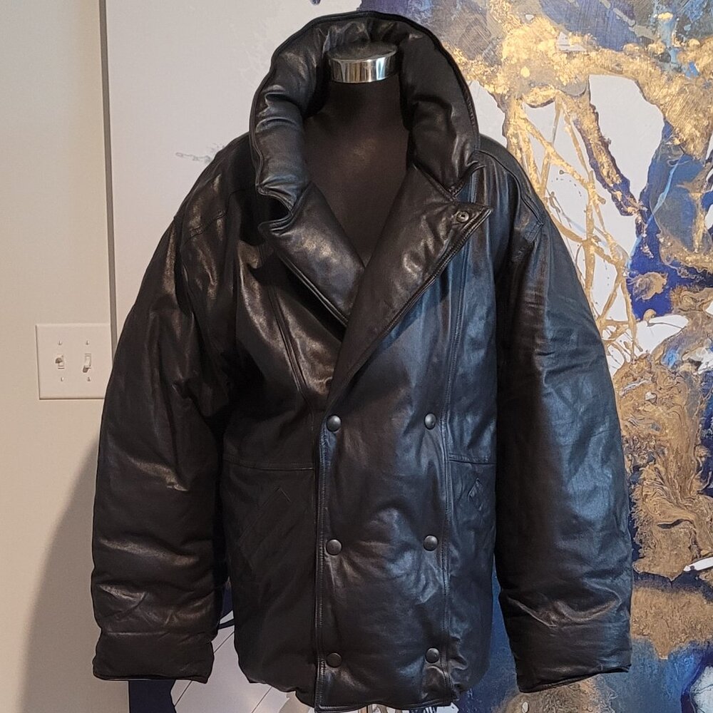 Lothar’s Paris Men's sz M Black Leather Puffer Paris Goose Down Winter Coat